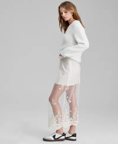 And Now This Women's Embroidered Sheer Overlay Maxi Skirt, Macy's Exclusive In White