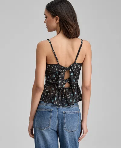 And Now This Petite Floral Lace-trim V-neck Tank, Macy's Exclusive In Black