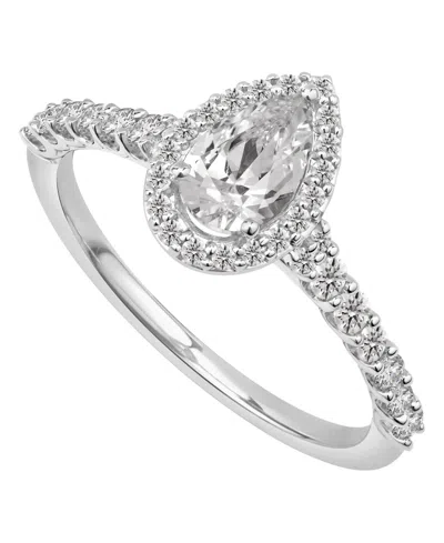Gia Certified Diamonds Diamond Pear Halo Engagement Ring (1 Ct. T.w.) In 14k White Gold In Silver