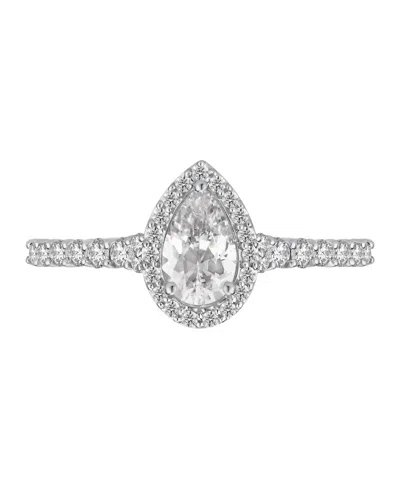 Gia Certified Diamonds Diamond Pear Halo Engagement Ring (1 Ct. T.w.) In 14k White Gold In Silver