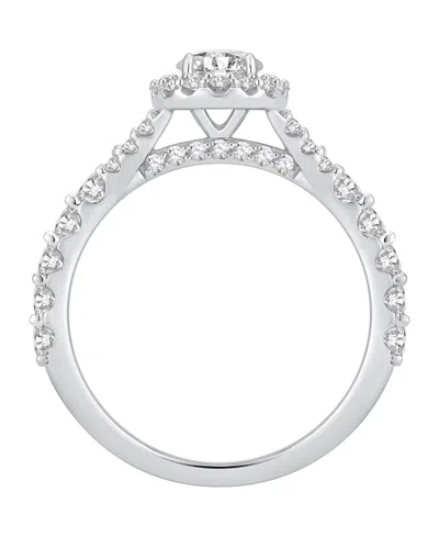 Gia Certified Diamonds Diamond Halo Engagement Ring (1-1/2 Ct. T.w.) In 14k White Gold In Silver