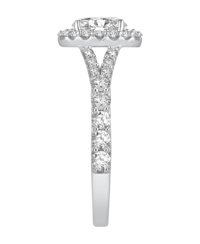 Gia Certified Diamonds Diamond Halo Engagement Ring (1-1/2 Ct. T.w.) In 14k White Gold In Silver