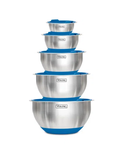 Viking 10 Pc Stainless Steel Mixing Bowl Set In Blue