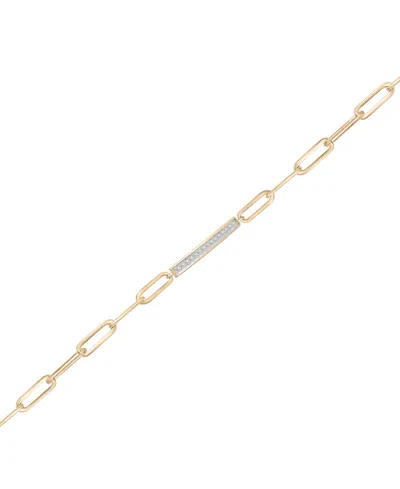 Macy's Diamond Bar Paperclip Link Bracelet (1/6 Ct. T.w.) In 14k Gold-plated Sterling Silver, Created For M In Gold