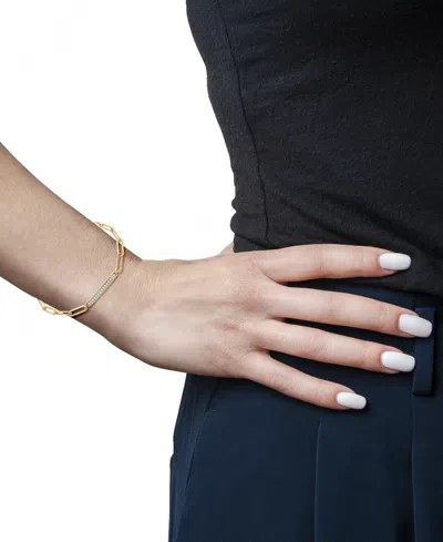 Macy's Diamond Bar Paperclip Link Bracelet (1/6 Ct. T.w.) In 14k Gold-plated Sterling Silver, Created For M In Gold