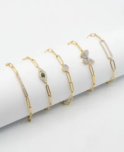 Macy's Diamond Bar Paperclip Link Bracelet (1/6 Ct. T.w.) In 14k Gold-plated Sterling Silver, Created For M In Gold