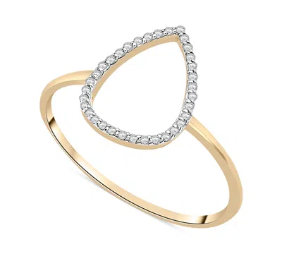 Wrapped Diamond Open Teardrop Ring (1/20 Ct. T.w.) In 10k Gold, Created For Macy's In Gold
