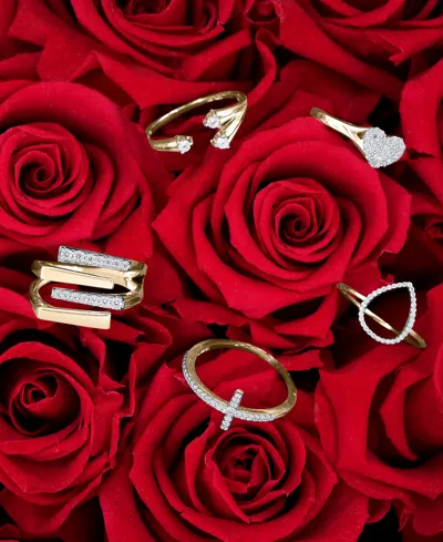 Wrapped Diamond Open Teardrop Ring (1/20 Ct. T.w.) In 10k Gold, Created For Macy's In Gold