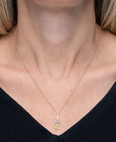Wrapped Diamond Soccer Boy Pendant Necklace (1/20 Ct. T.w.) In 10k Gold, 18" + 2" Extender, Created For Macy In Gold