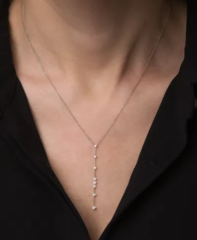 Wrapped Diamond Vertical Line Lariat Necklace (1/3 Ct. T.w.) In 10k White Gold, 17" + 1" Extender, Created F In Gold