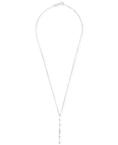 Wrapped Diamond Vertical Line Lariat Necklace (1/3 Ct. T.w.) In 10k White Gold, 17" + 1" Extender, Created F In Gold