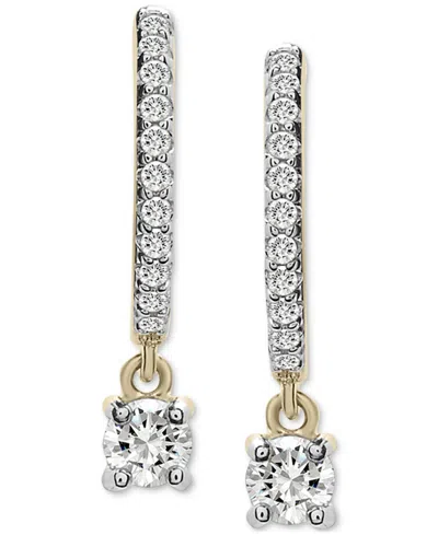 Wrapped Diamond Dangle Hoop Earrings (1/4 Ct. T.w.) In 14k Gold, Created For Macy's In Gold