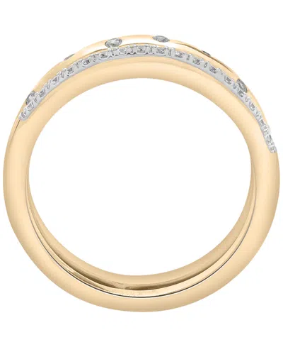 Wrapped Diamond Open Double Ring (1/6 Ct. T.w.) In 10k Yellow Gold With White Rhodium In Gold