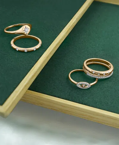 Wrapped Diamond Open Double Ring (1/6 Ct. T.w.) In 10k Yellow Gold With White Rhodium In Gold