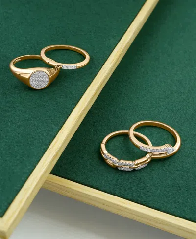 Wrapped Diamond Circle Ring (1/6 Ct. T.w.) In 10k Yellow Gold With White Rhodium In Gold