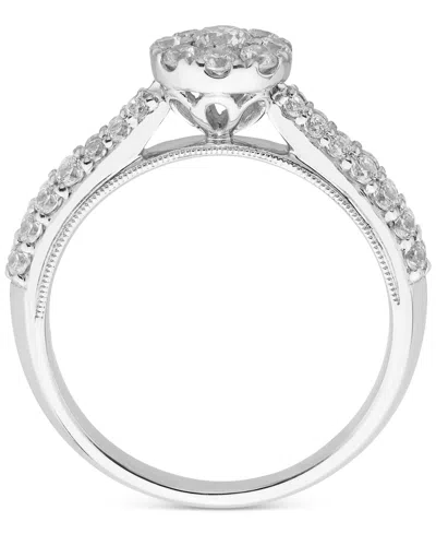 Macy's Diamond Halo Engagement Ring (3/4 Ct. T.w.)i N 14k White Gold In Metallic