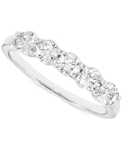 Macy's Diamond Band Ring (1 Ct. T.w.) In 14k White Gold In Brown