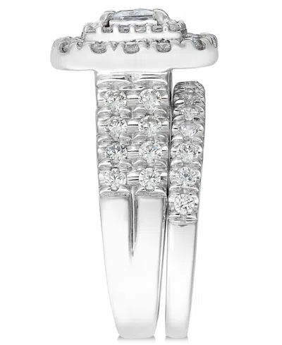 Macy's Diamond Princess Halo Bridal Set Ring (1-1/2 Ct. T.w.) In 14k White Gold In White