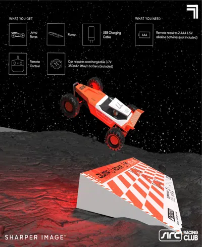 Sharper Image Remote Control Stunt Ramp Rechargeable Jump Rover Car Toy, Set Of 3 In Black