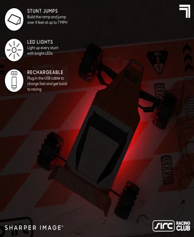 Sharper Image Remote Control Stunt Ramp Rechargeable Jump Rover Car Toy, Set Of 3 In Black