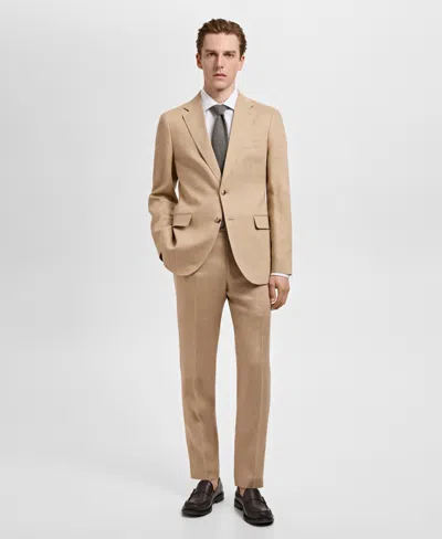 Mango Men's Linen Slim-fit Suit Blazer In Brown