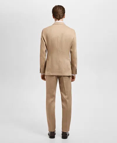Mango Men's Linen Slim-fit Suit Blazer In Brown