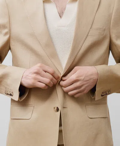 Mango Men's Linen Slim-fit Suit Blazer In Brown