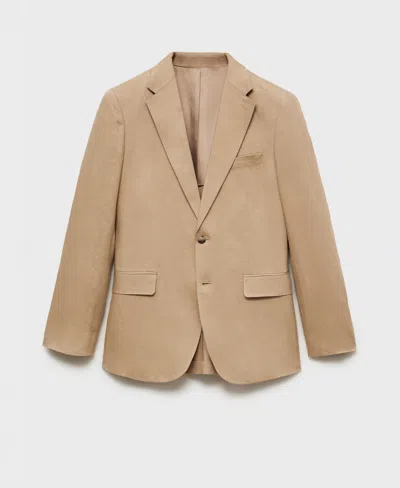 Mango Men's Linen Slim-fit Suit Blazer In Brown