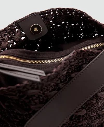 Mango Women's Natural Fiber Shopper Bag In Brown