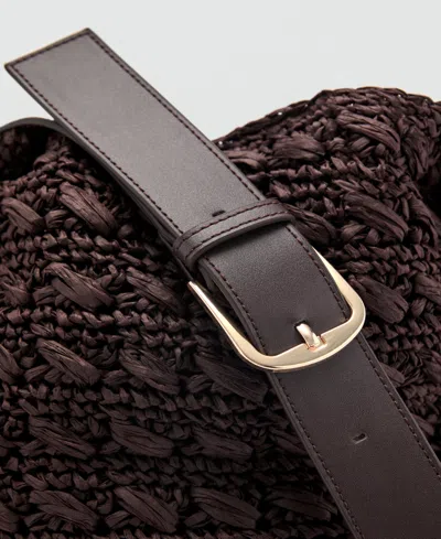 Mango Women's Natural Fiber Shopper Bag In Brown