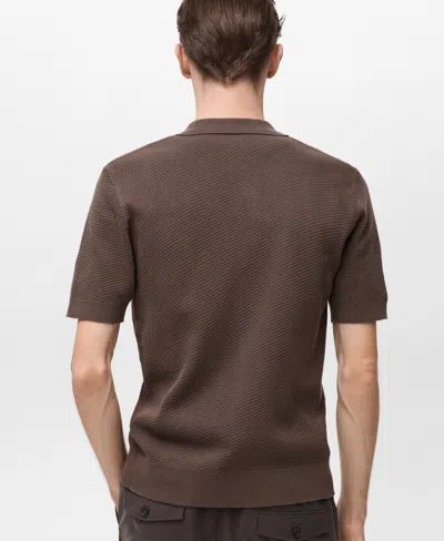 Mango Men's Openwork Knit Structured Shirt In Brown