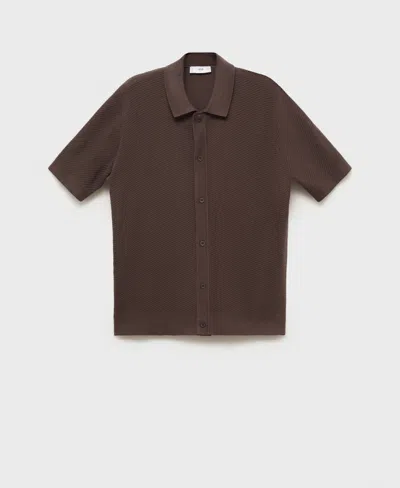 Mango Men's Openwork Knit Structured Shirt In Brown