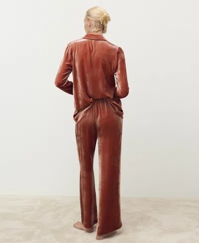 Mango Women's Silk Velvet Pants In Brown