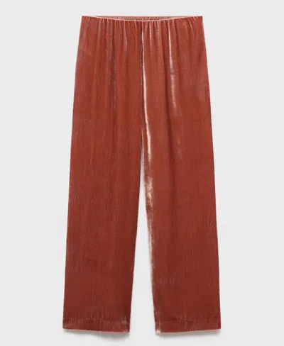 Mango Women's Silk Velvet Pants In Brown