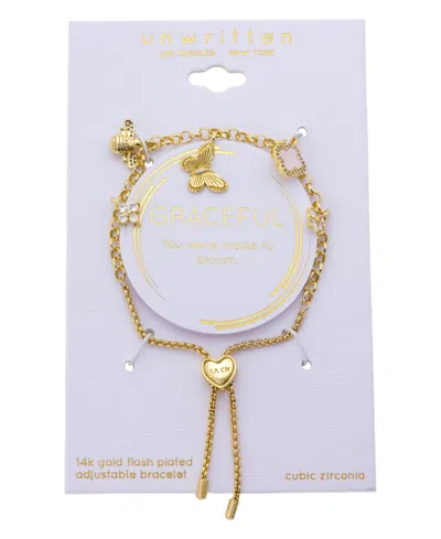 Unwritten Cubic Zirconia Butterfly Bolo Bracelet In Gold