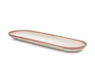 Q Squared Potter Terracotta Melaboo Long Oval Platter In Multi