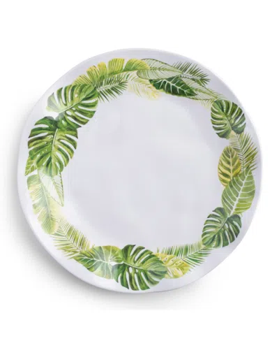 Q Squared Melamine Palm 10.5" Dinner Plates, Set Of 4 In Multi