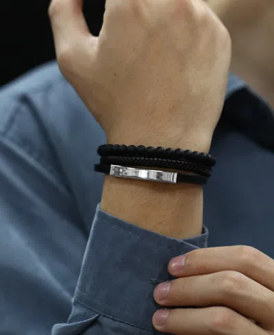 Rhona Sutton Silver Identification Leather Stainless Steel Bracelet In Multi