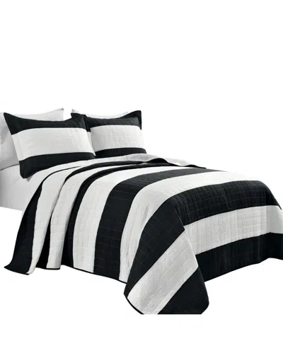 Lush Decor New Berlin Stripe 3 Piece Quilt Set, Full/queen In Multi
