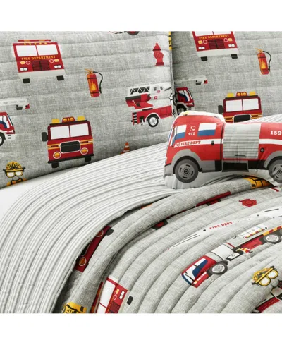 Lush Decor Kids Fire Truck 4-pc. Quilt Set, Full/queen In Multi