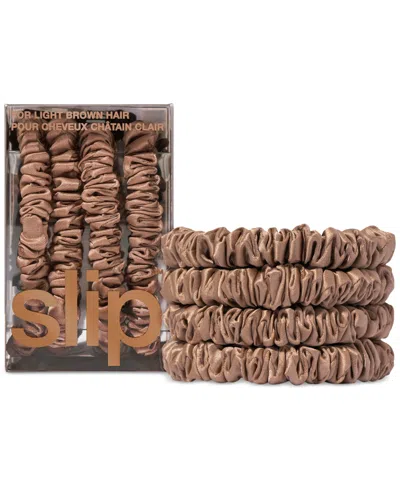 Slip 4-pc. Pure Silk Back-to-basics Skinny Scrunchies Set In Brown