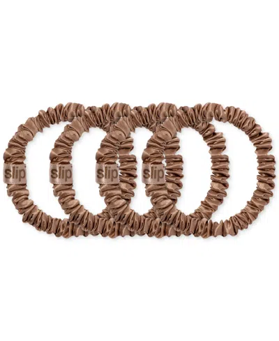 Slip 4-pc. Pure Silk Back-to-basics Skinny Scrunchies Set In Brown