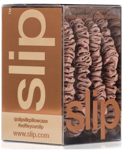 Slip 4-pc. Pure Silk Back-to-basics Skinny Scrunchies Set In Brown