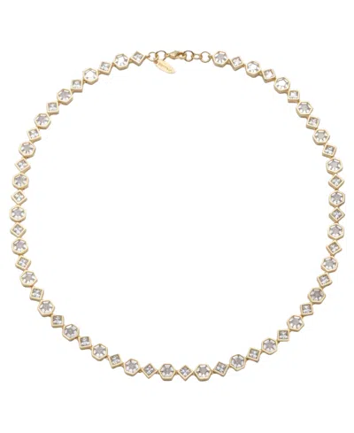 Bonheur Jewelry Milou Bezel Set Crystal Necklace In Gold