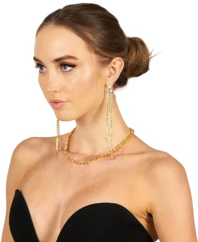 Bonheur Jewelry Milou Bezel Set Crystal Necklace In Gold