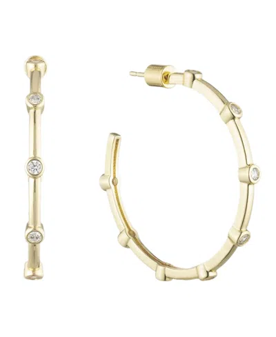 Bonheur Jewelry Diana Crystal Large Hoop Earrings In Gold