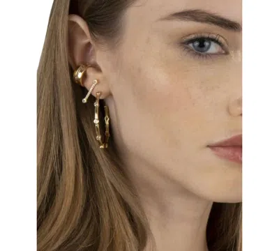 Bonheur Jewelry Diana Crystal Large Hoop Earrings In Gold