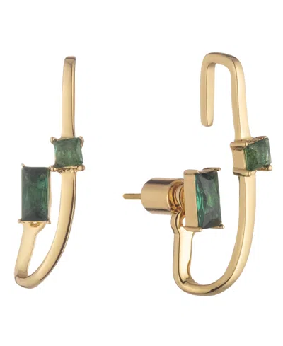 Bonheur Jewelry Camille Green Crystal Ear Jacket Earrings In Gold