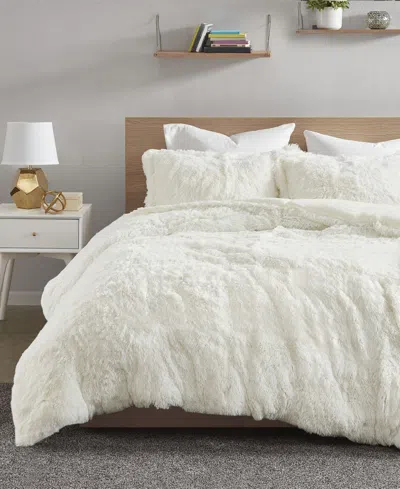 Intelligent Design Malea Shaggy Faux-fur 3-pc. Duvet Cover Set, King In White
