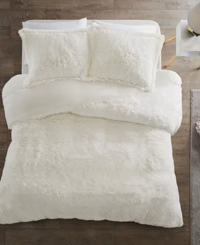 Intelligent Design Malea Shaggy Faux-fur 3-pc. Duvet Cover Set, King In White